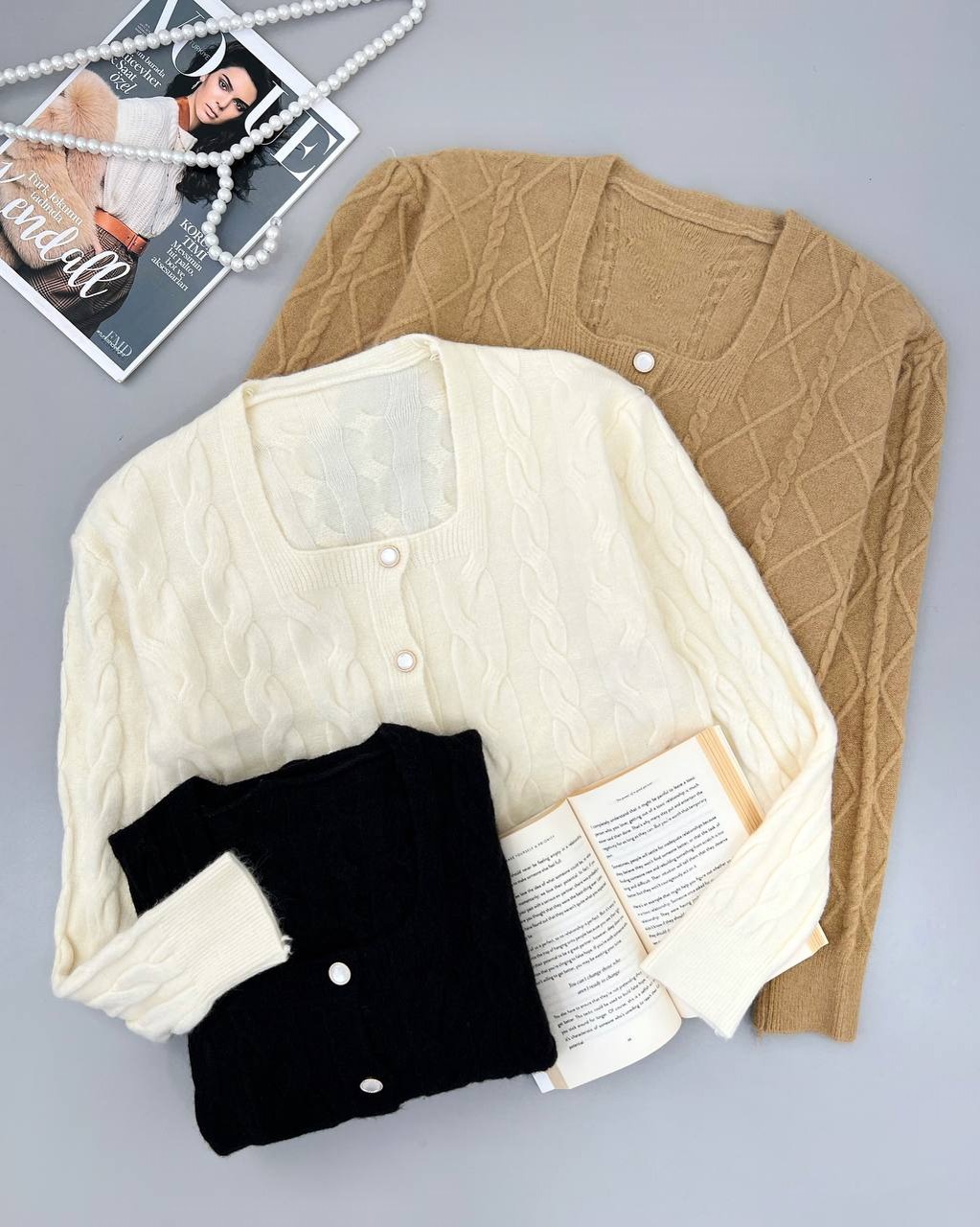 ژاکت بافت جلو دکمه کد 4279