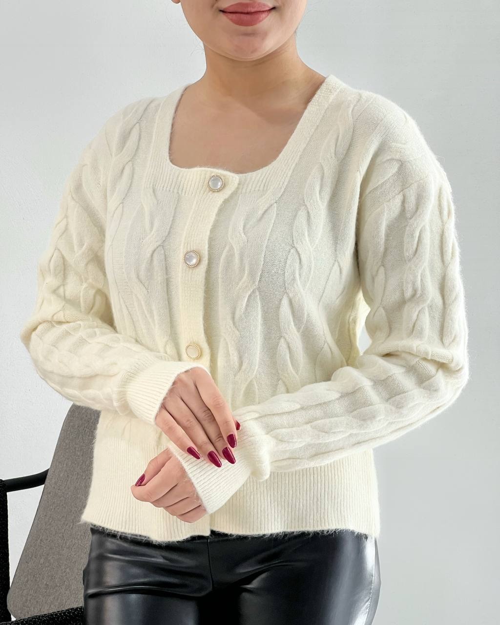 ژاکت بافت جلو دکمه کد 4279