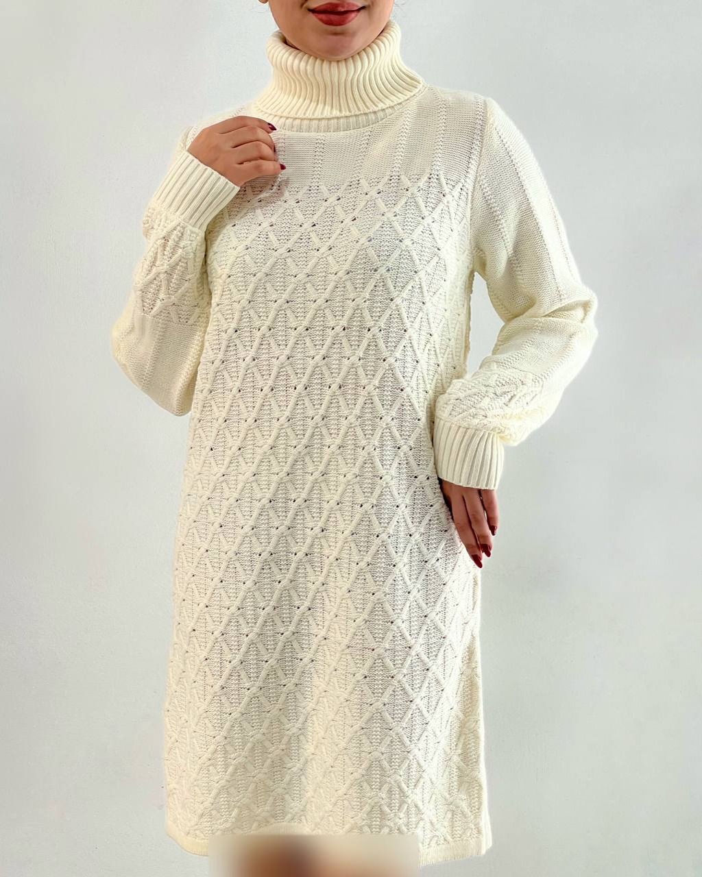 پیراهن بافت یقه اسکی کد 4283