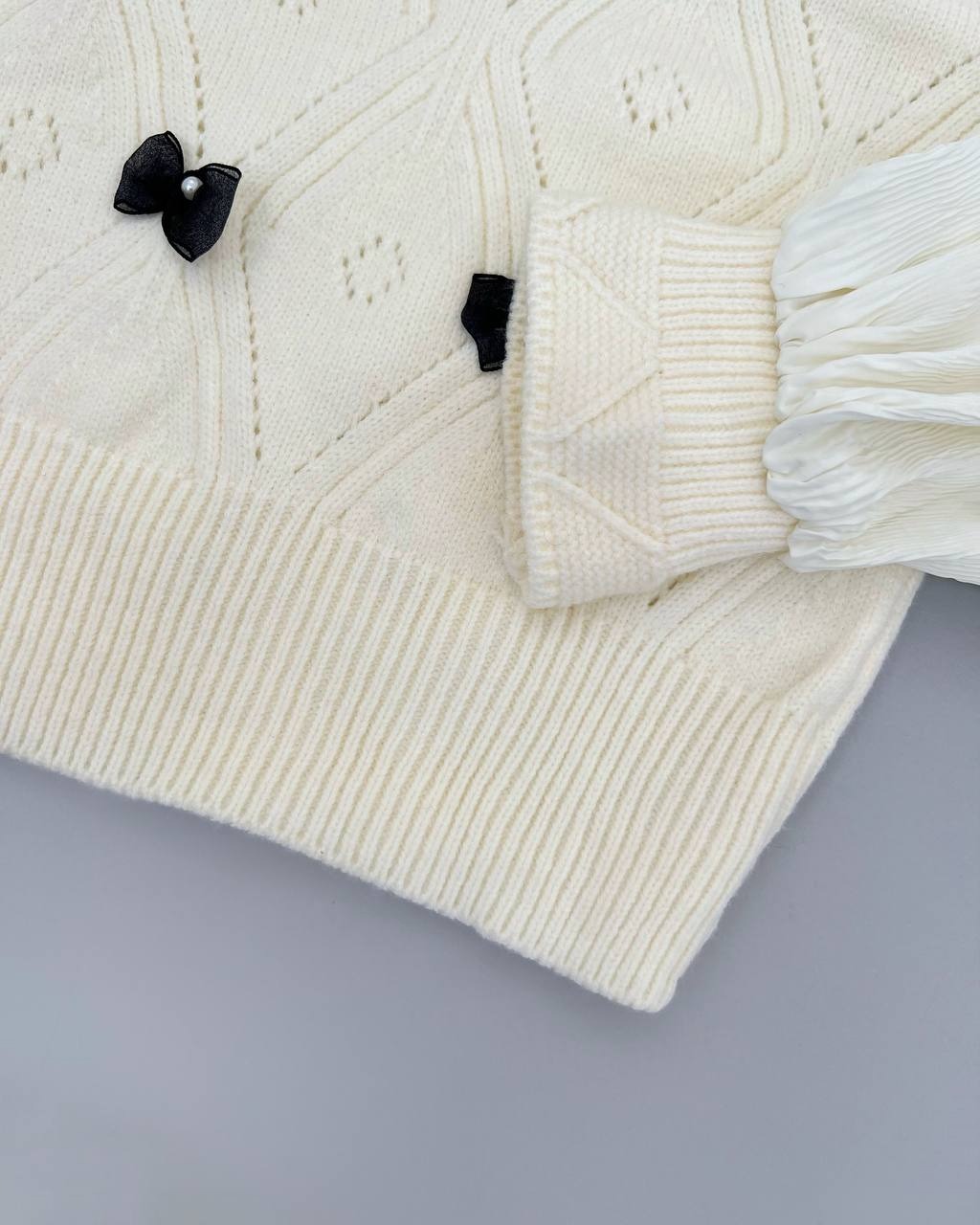 پلیور بافت آستین پلیسه لوزی کد 4284