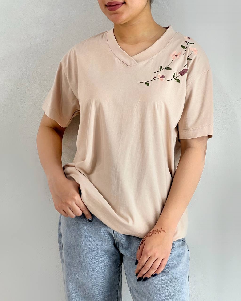 تیشرت یقه هفت گلدوزی شده کد 4294