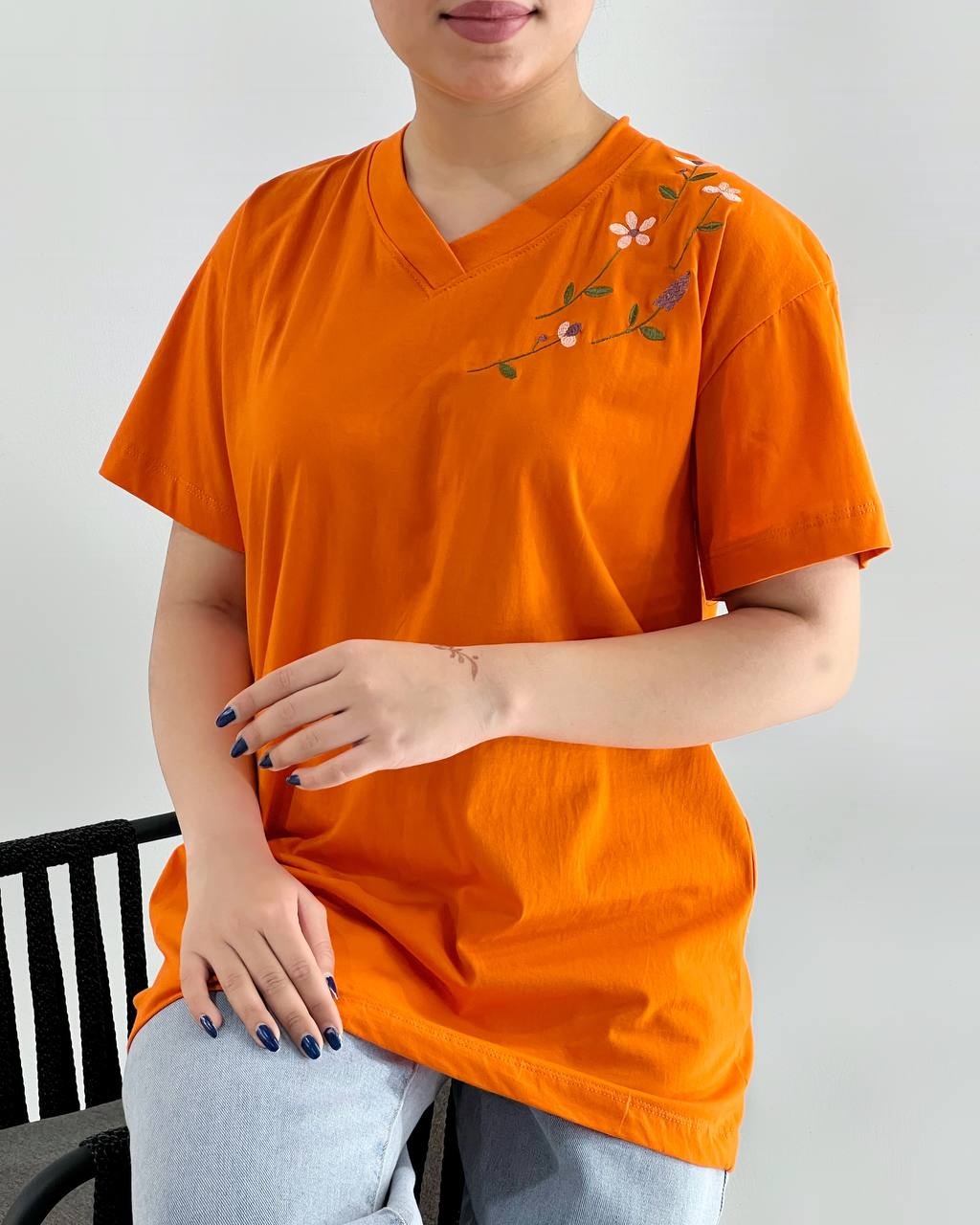 تیشرت یقه هفت گلدوزی شده کد 4294