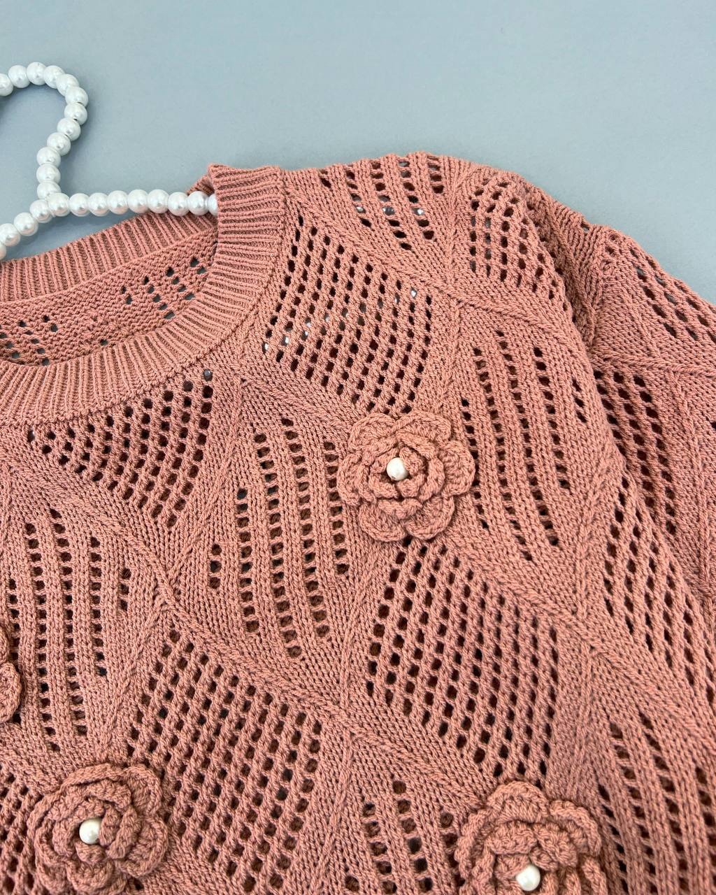 پلیور بافت بوکله گل برجسته کد 4295