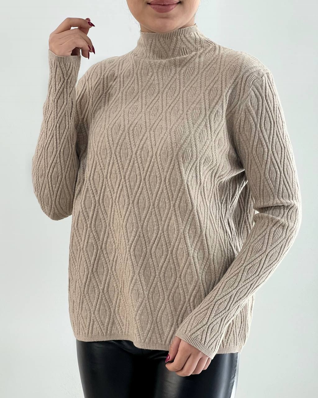 پلیور بافت یقه ایستاده لوزی کد 4299