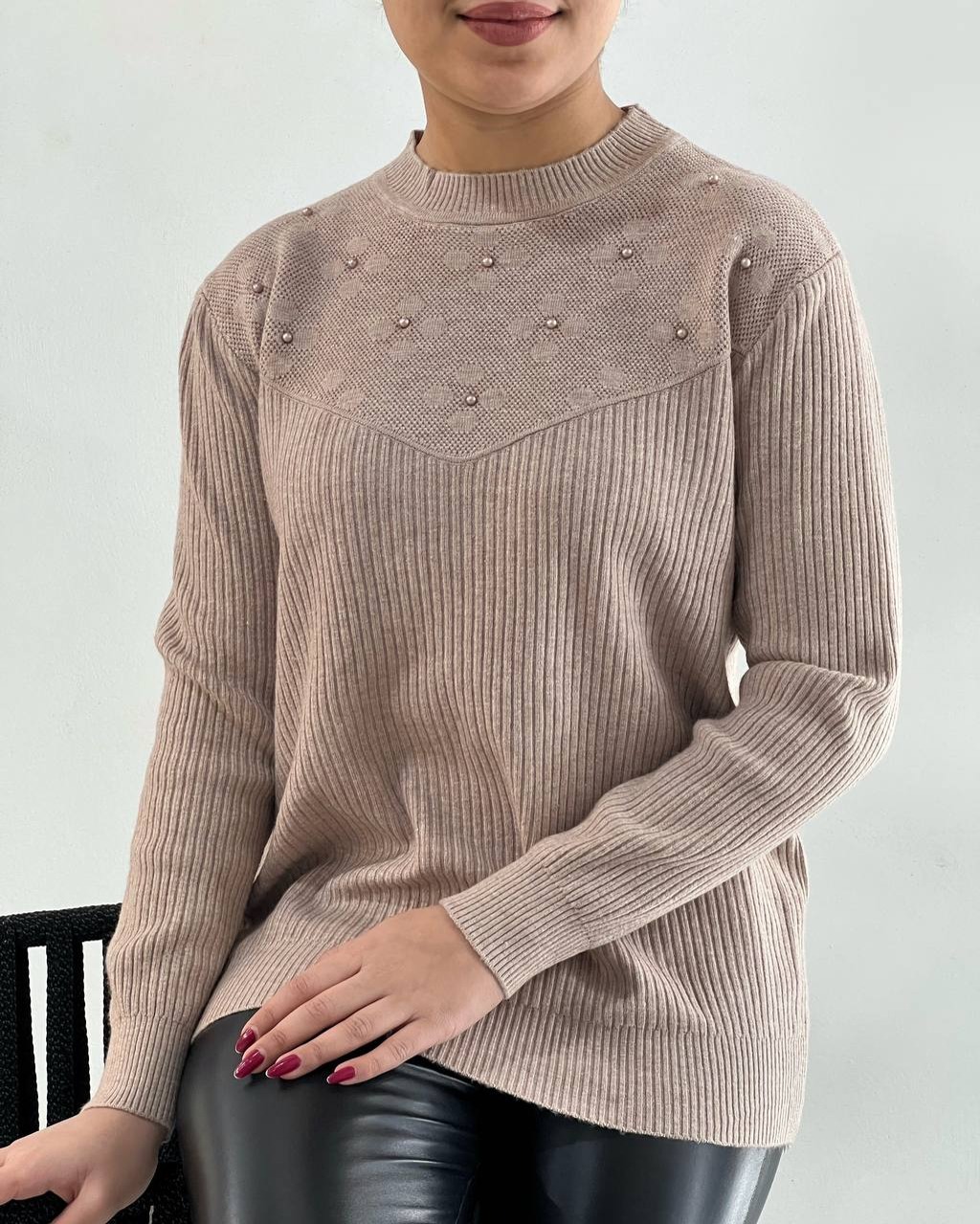 پلیور بافت یقه مروارید با قواره عالی کد 4300