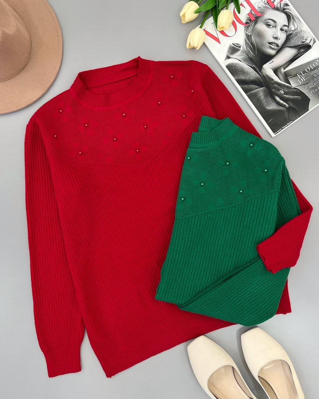 پلیور بافت یقه مروارید با قواره عالی کد 4300