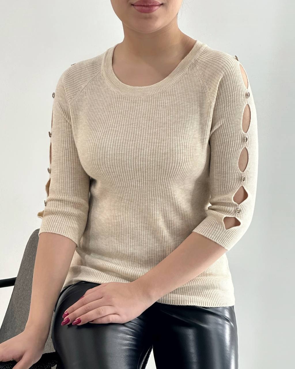 پلیور بافت سر آستین دکمه کد 4304