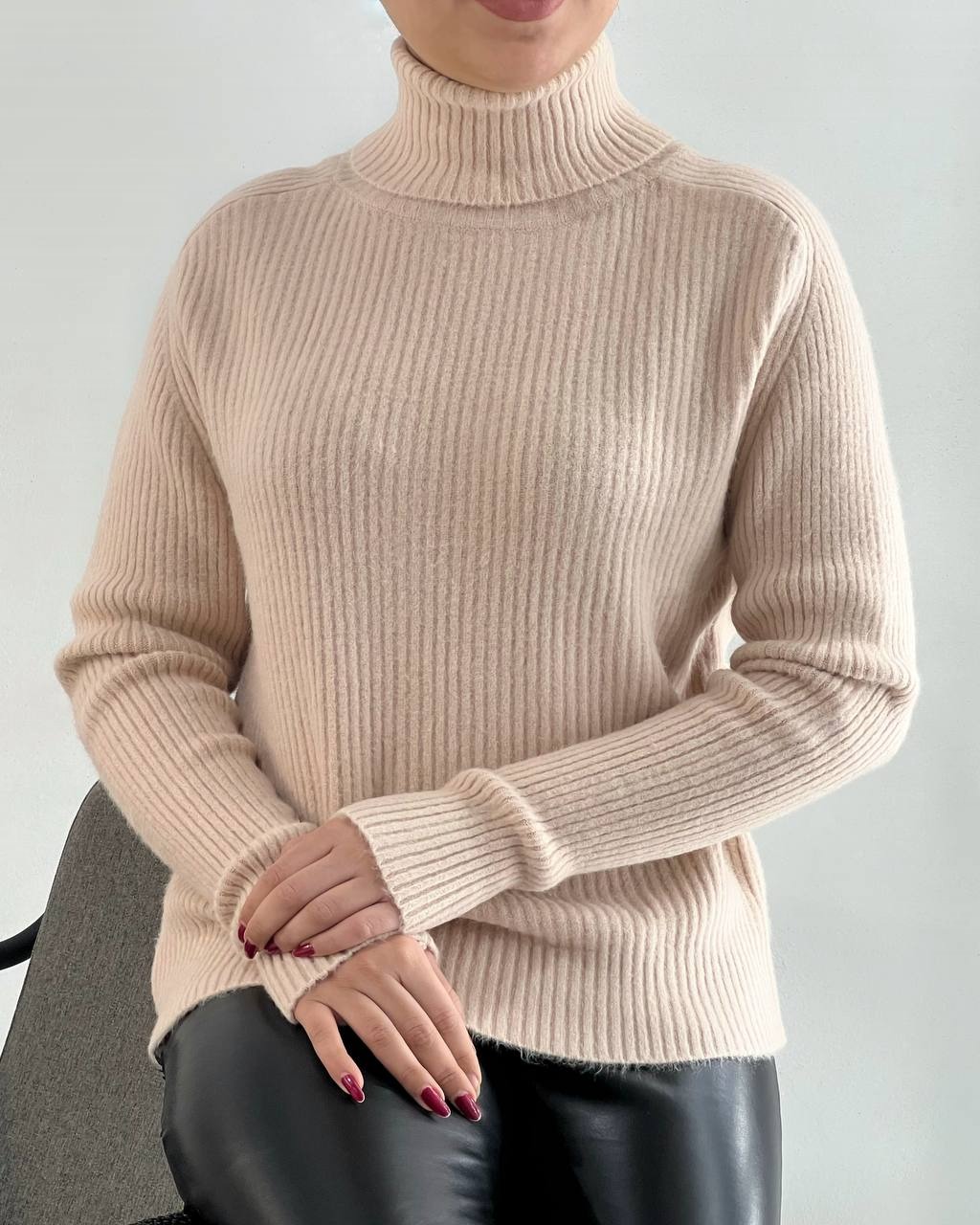 پلیور بافت یقه اسکی گرم بالا کد 4305