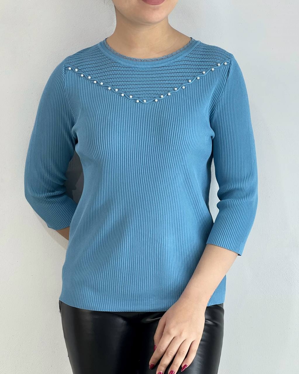 پلیور بافت آستین سه ربع کد 4308