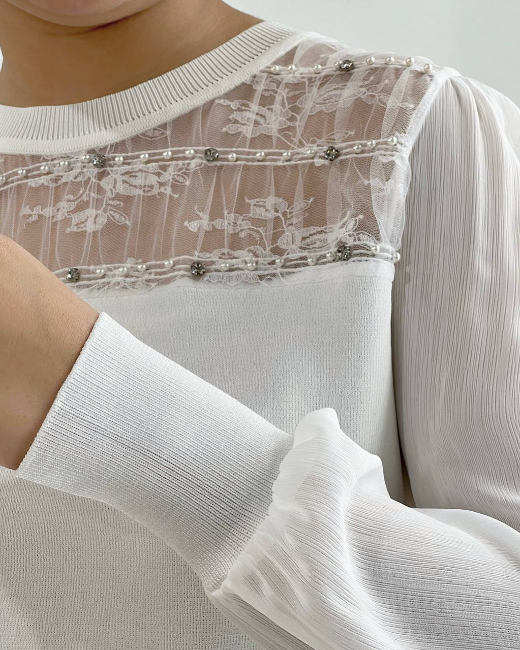 پلیور بافت استین مچی دو رنگ کد 4310