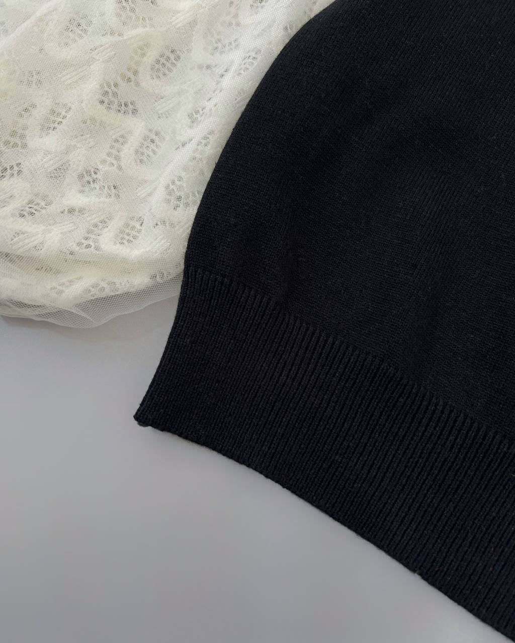 پلیور بافت آستین تور و گیپور یقه مروارید کد 4314