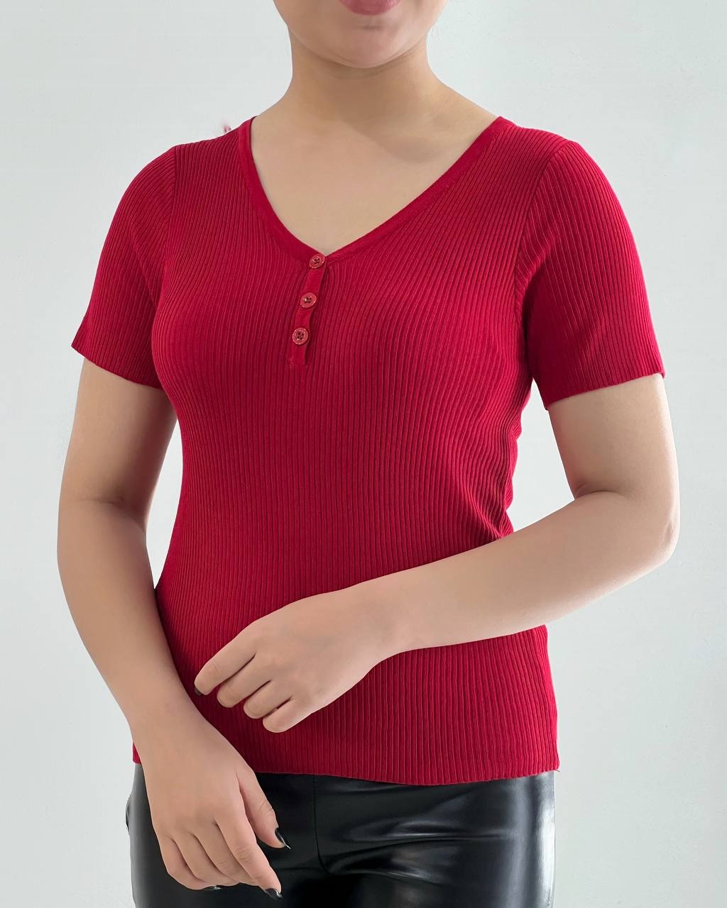 بلوز بافت جلو دکمه 8 رنگ کد 4328