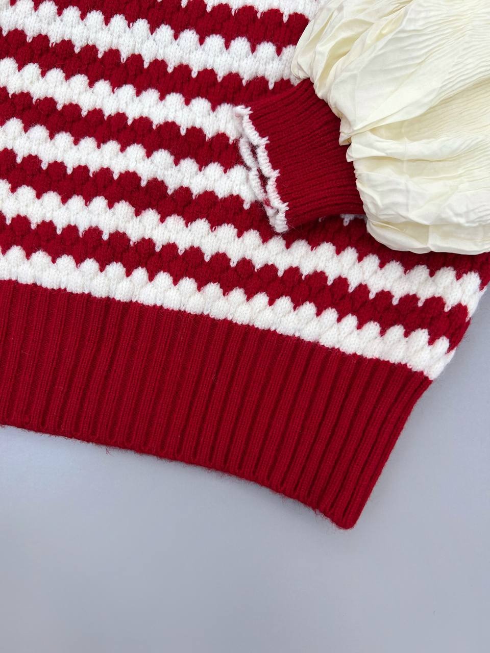 پلیور بافت آستین پلیسه سه رنگ کد 4330