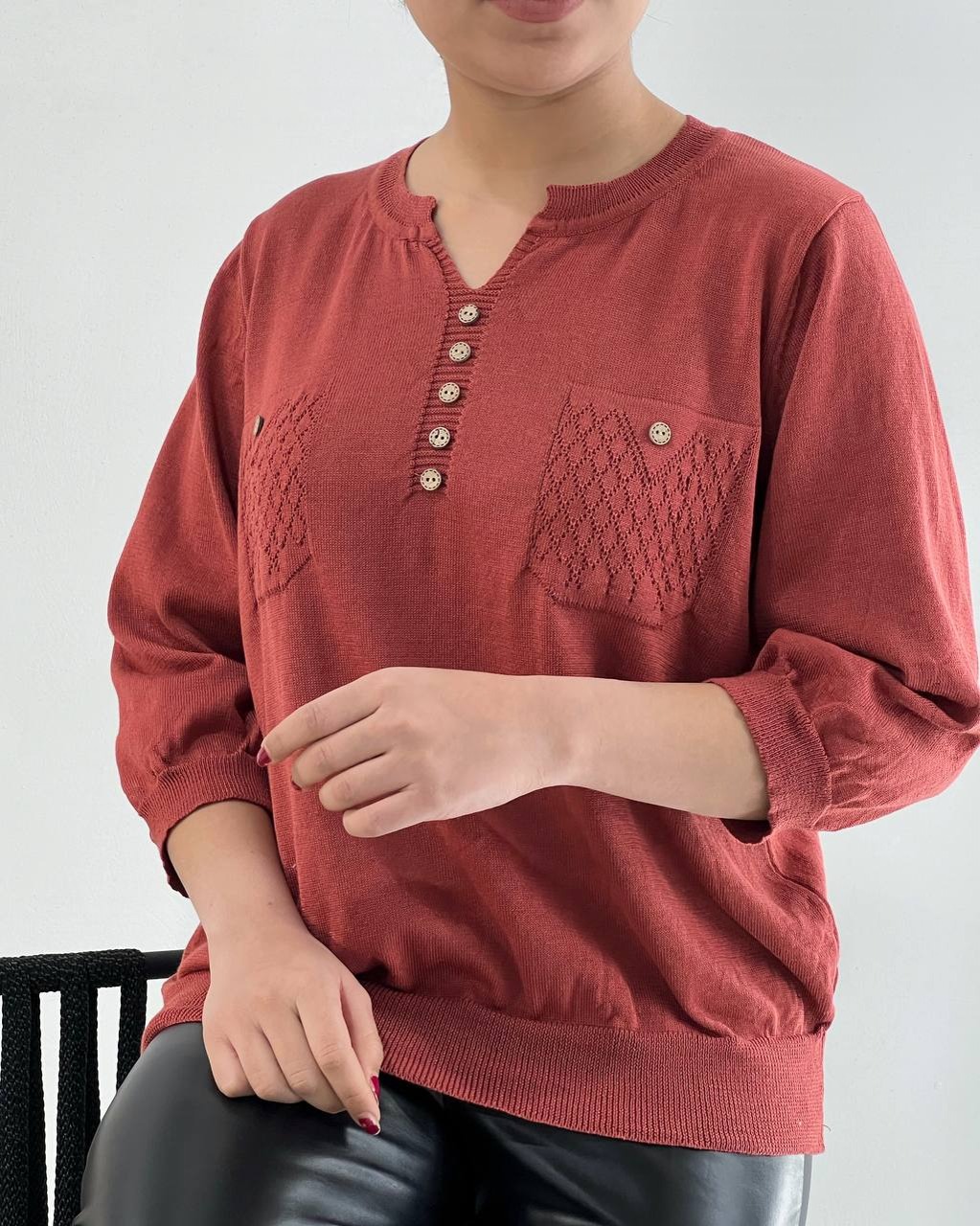 پلیور بافت آستین سه ربع کد 4331