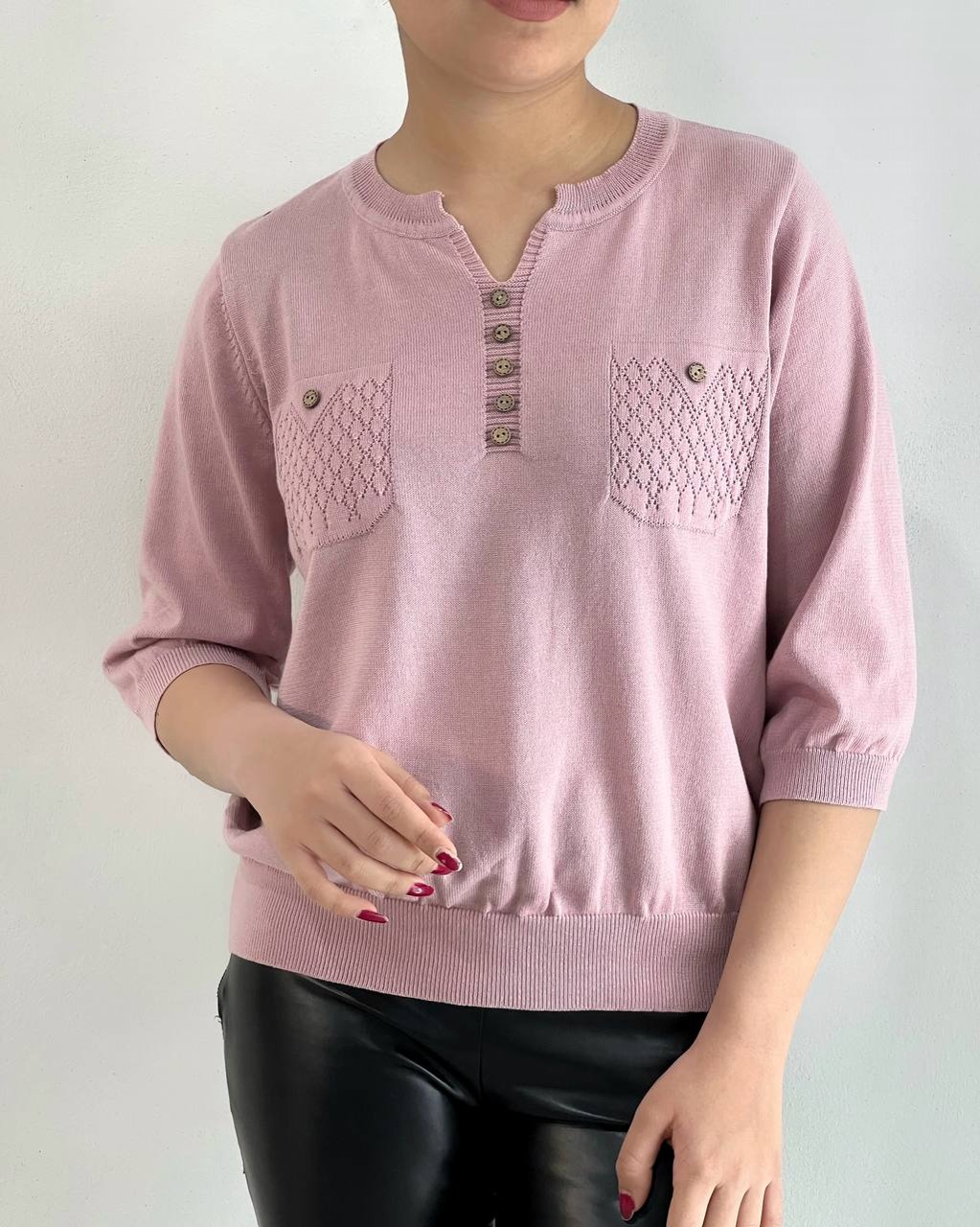 پلیور بافت آستین سه ربع کد 4331