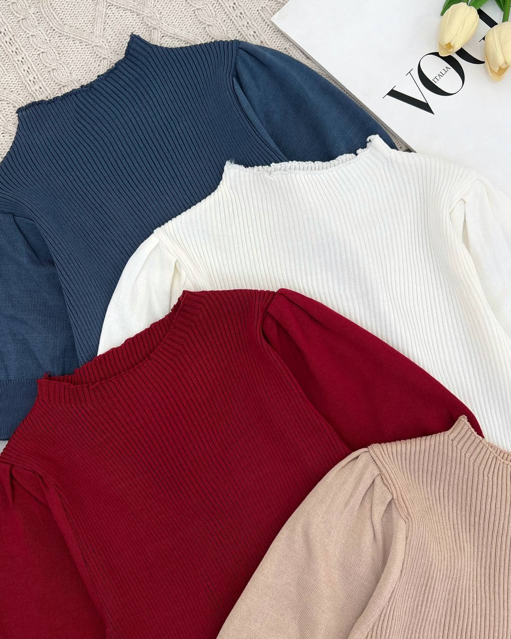 بلوز بافت پاییزه سر شانه چین کد 4332