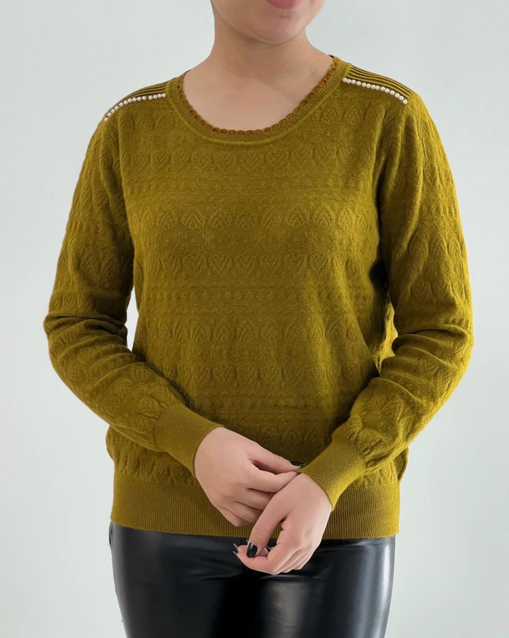 پلیور بافت سرشانه مروارید کد 4334