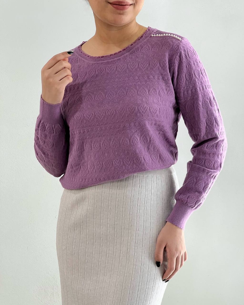 پلیور بافت سرشانه مروارید کد 4334