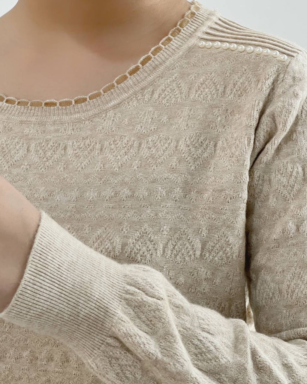 پلیور بافت سرشانه مروارید کد 4334