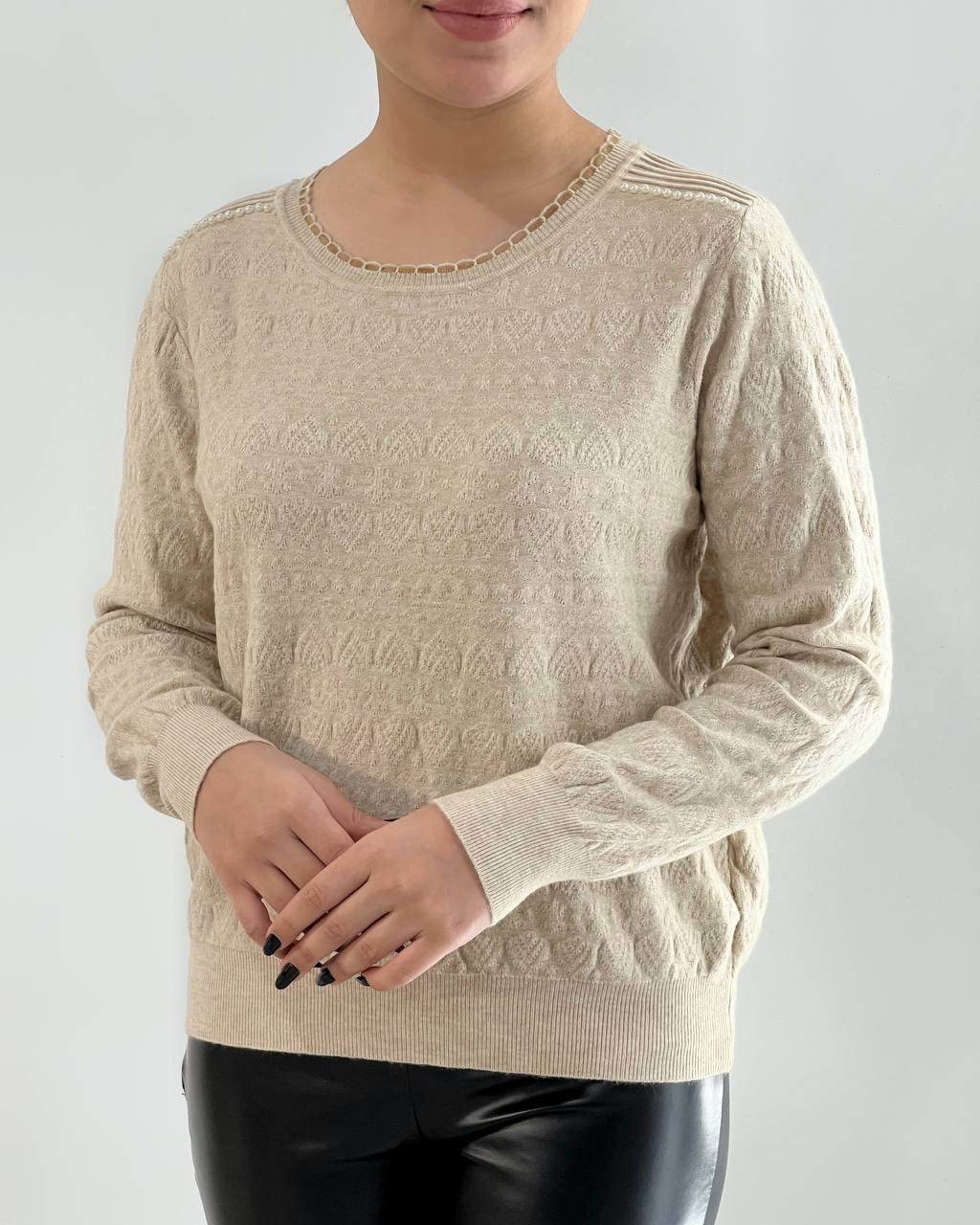 پلیور بافت سرشانه مروارید کد 4334