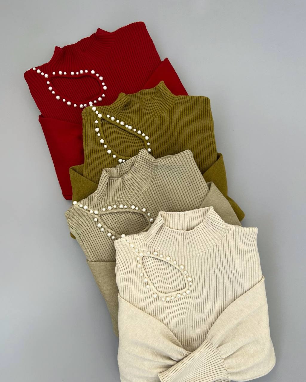 پلیور بافت یقه مروارید آستین مچی کد 4336