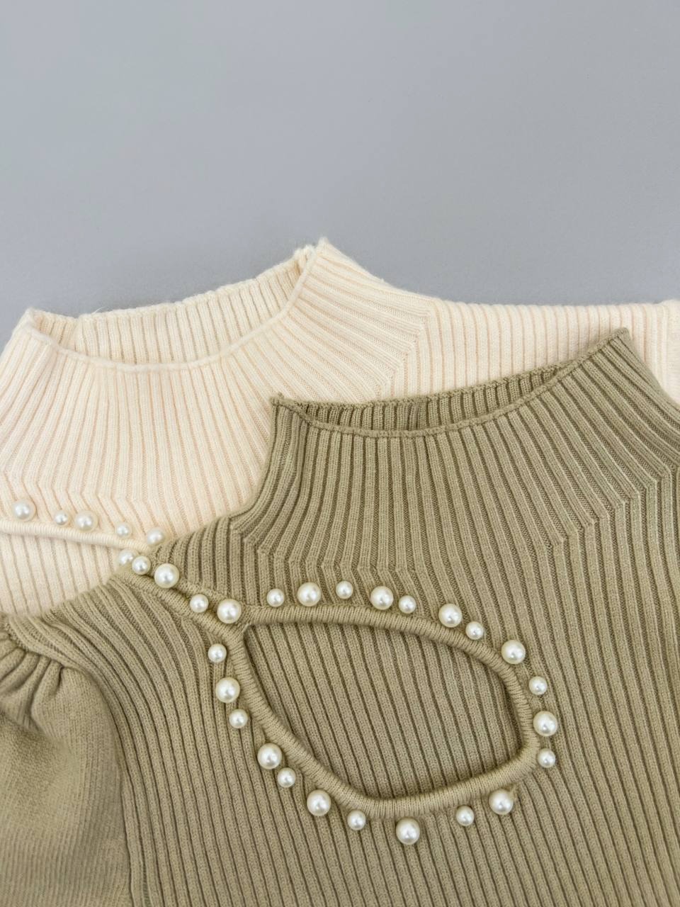 پلیور بافت یقه مروارید آستین مچی کد 4336