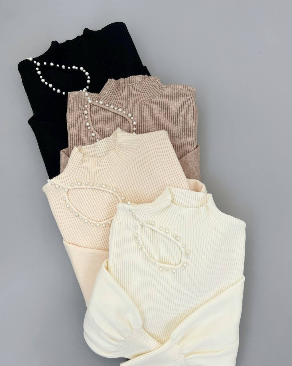 پلیور بافت یقه مروارید آستین مچی کد 4336