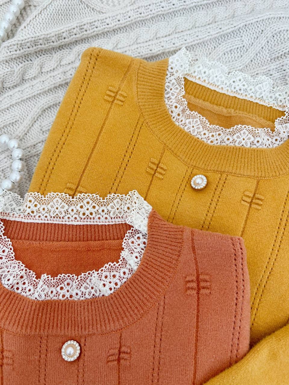 پلیور بافت یقه خامه دوزی کد 4342