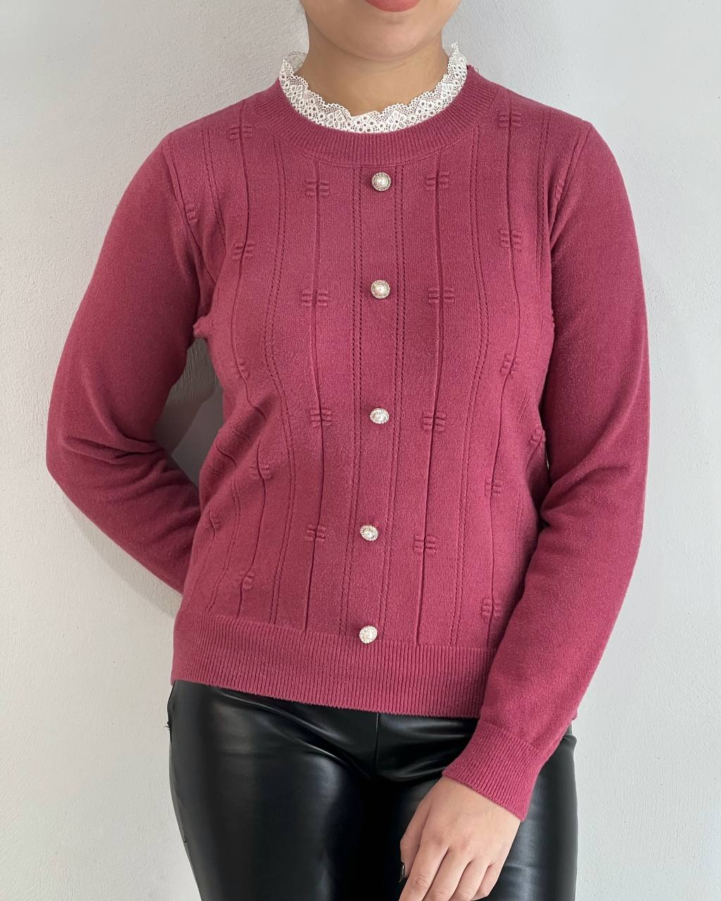 پلیور بافت یقه خامه دوزی کد 4342