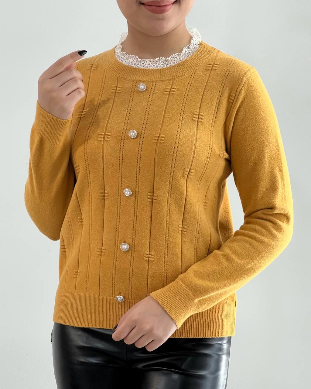 پلیور بافت یقه خامه دوزی کد 4342