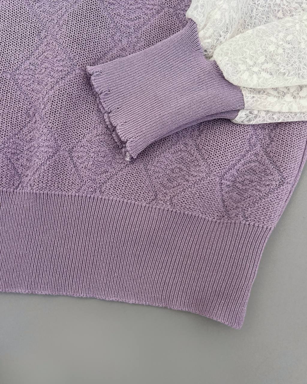 پلیور بافت یقه خامه دوزی آستین گیپور کد 4347