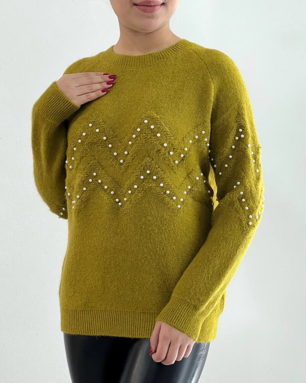 پلیور بافت موهر مروارید کد 4348