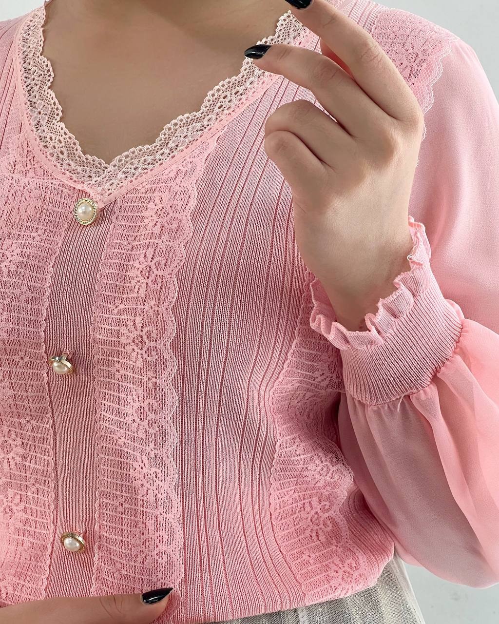 پلیور بافت جلو گیپور سر آستین چین کد 4354