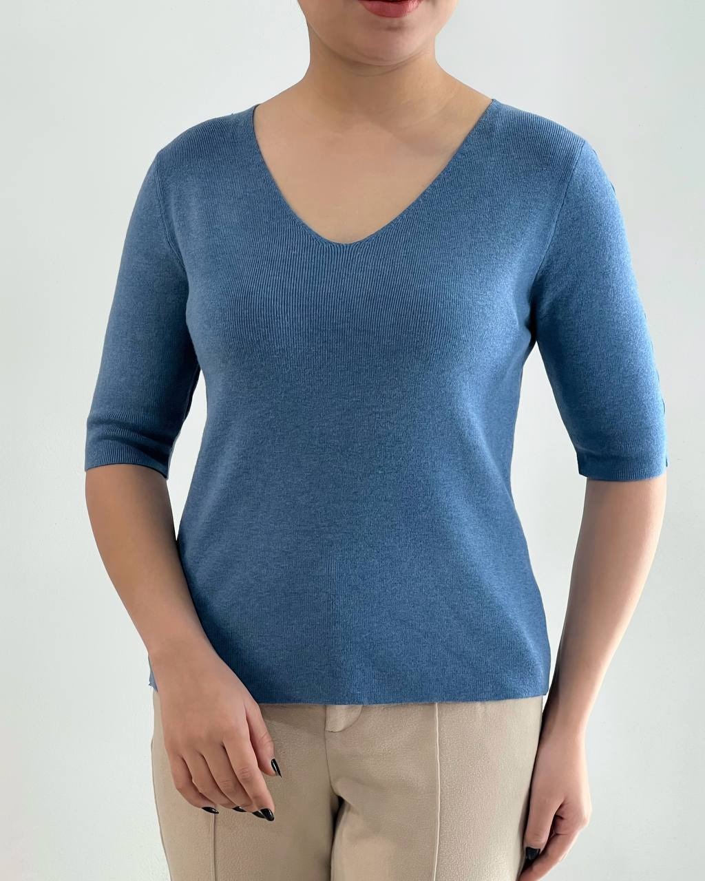 پلیور بافت آستین سه ربع سه رنگ کد 4356