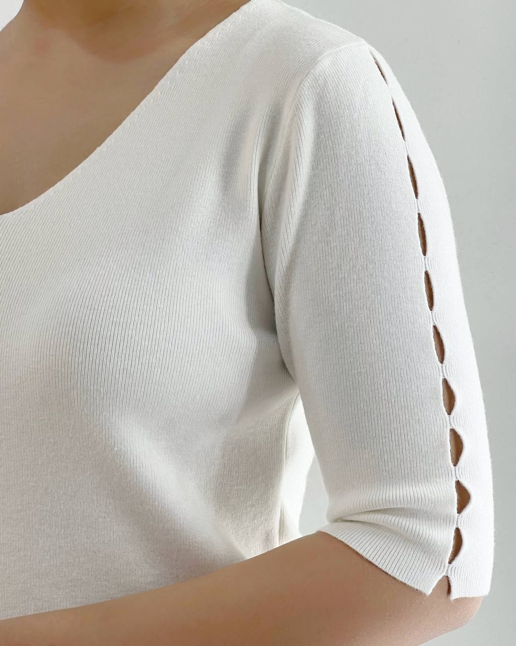 پلیور بافت آستین سه ربع سه رنگ کد 4356