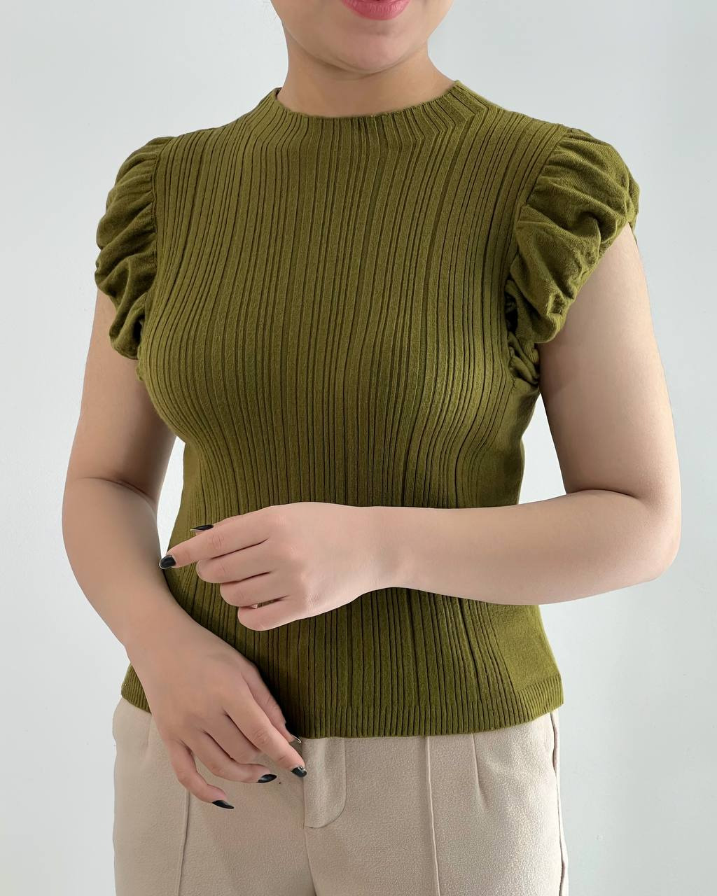 تاپ بافت استین پلیسه کد 4359