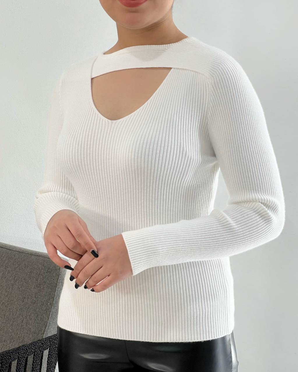 پلیور بافت دو رنگ کبریتی کد 4365