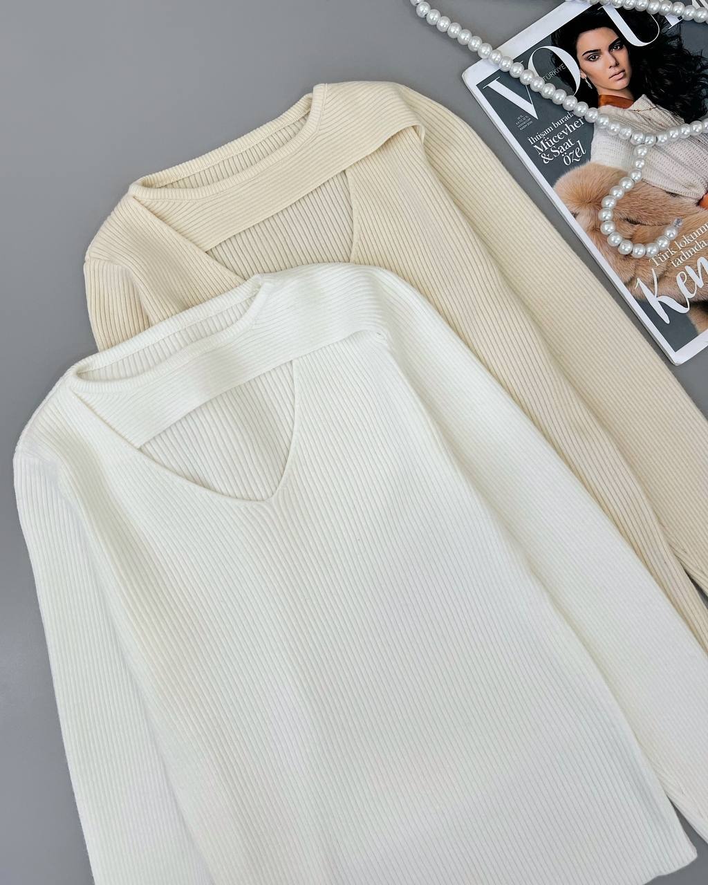 پلیور بافت دو رنگ کبریتی کد 4365