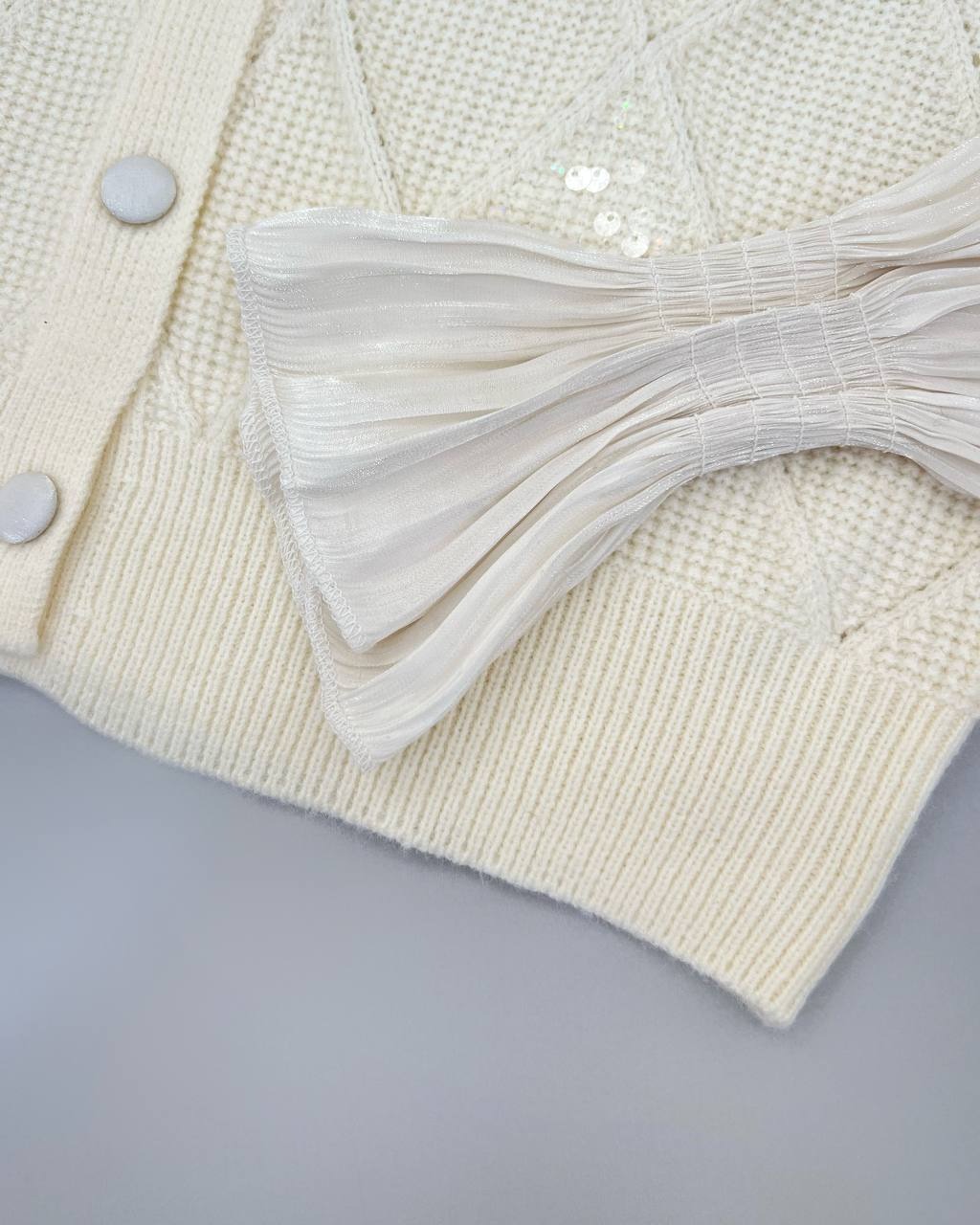 ژاکت بافت جلو دکمه پولک کد 4366