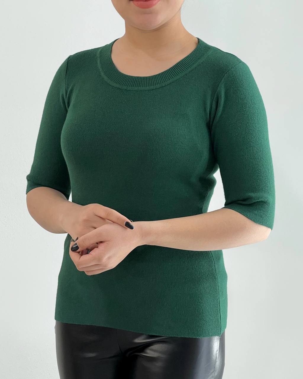 پلیور بافت آستین سه ربع ساده کد 4367