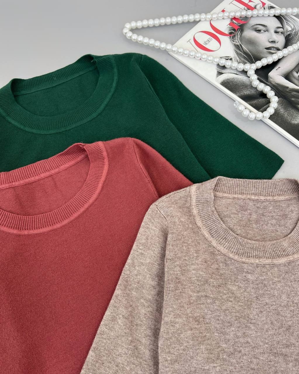 پلیور بافت آستین سه ربع ساده کد 4367