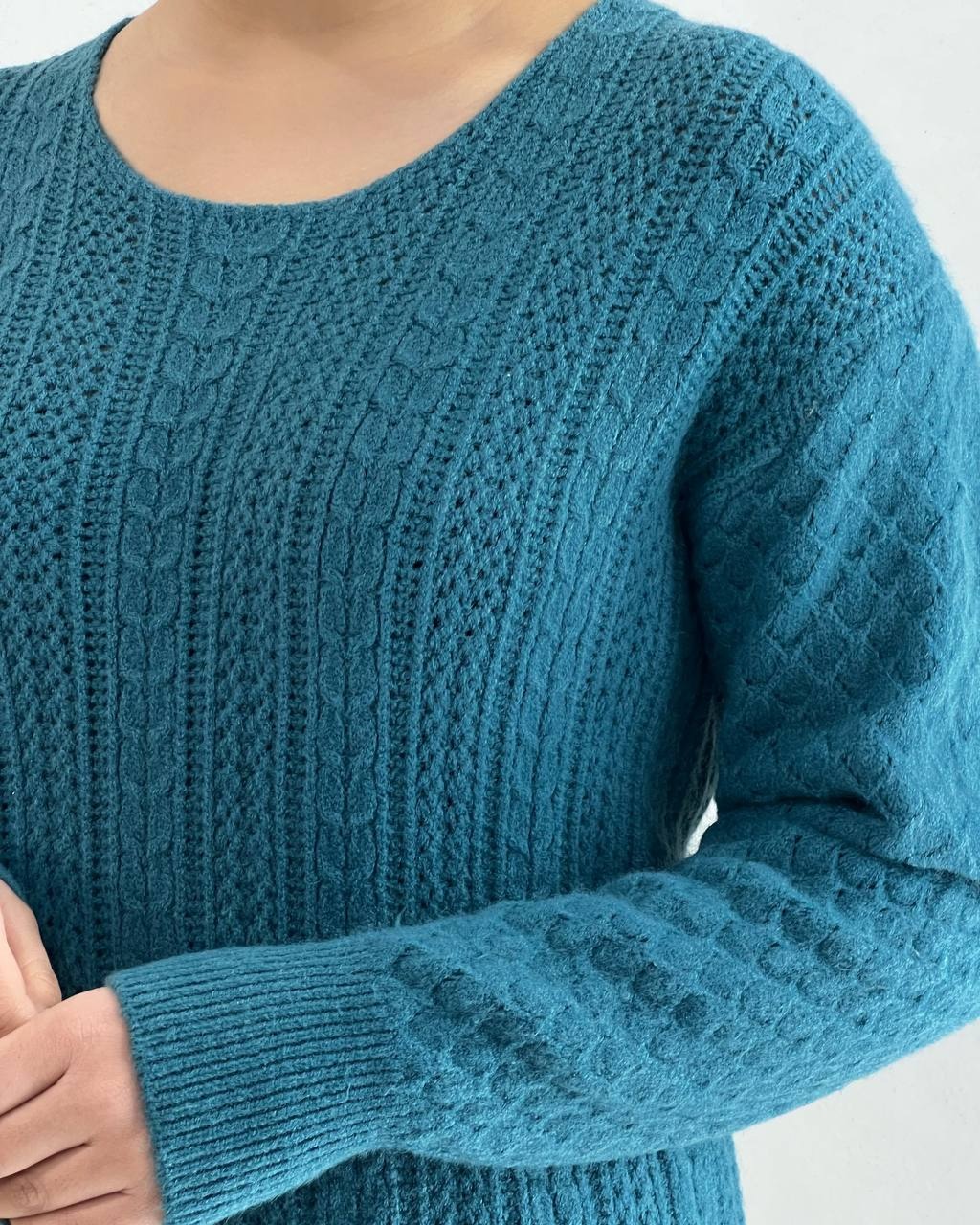 پلیور بافت گل برجسته سه رنگ کد 4369