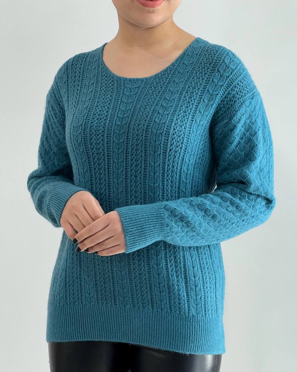 پلیور بافت گل برجسته سه رنگ کد 4369