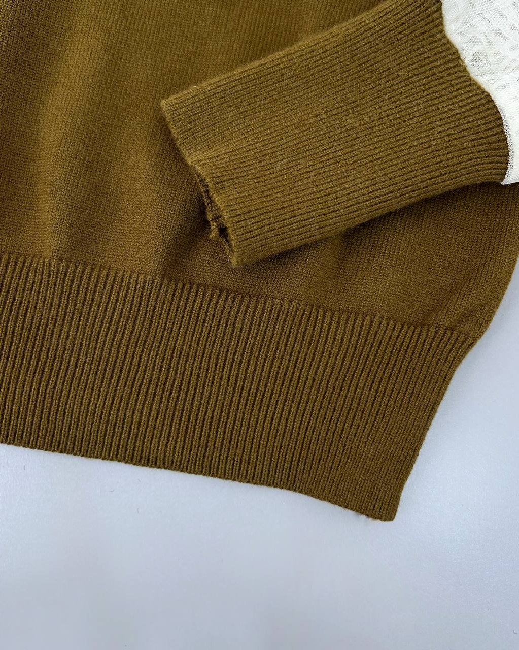 پلیور بافت تک مروارید آستین گیپور کد 4373