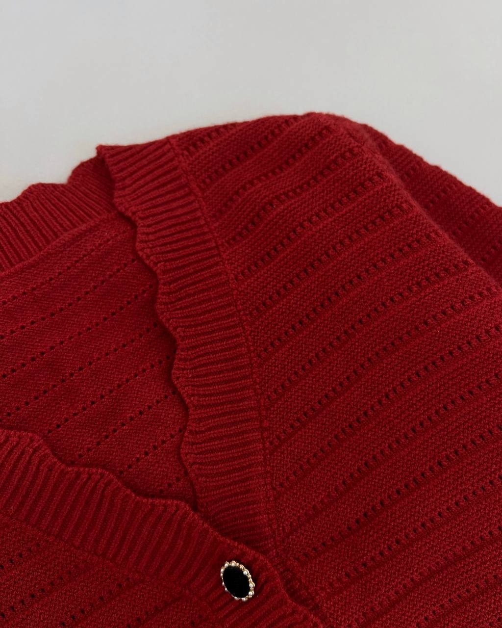 ژاکت بافت جلو دکمه دو رنگ کد 4374