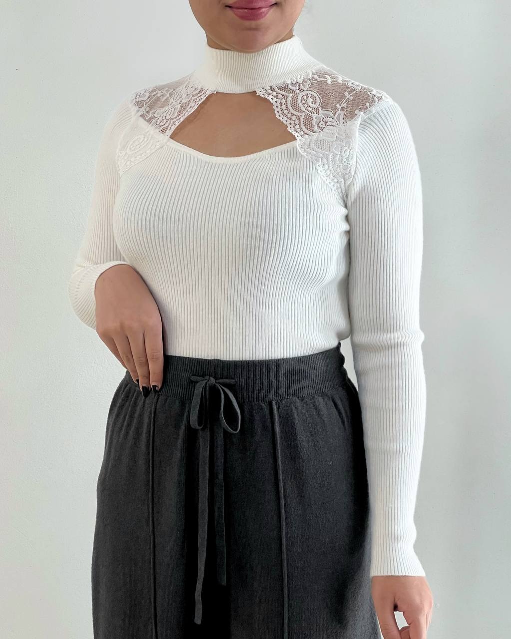 پلیور بافت جلو گیپور کبریتی کد 4375