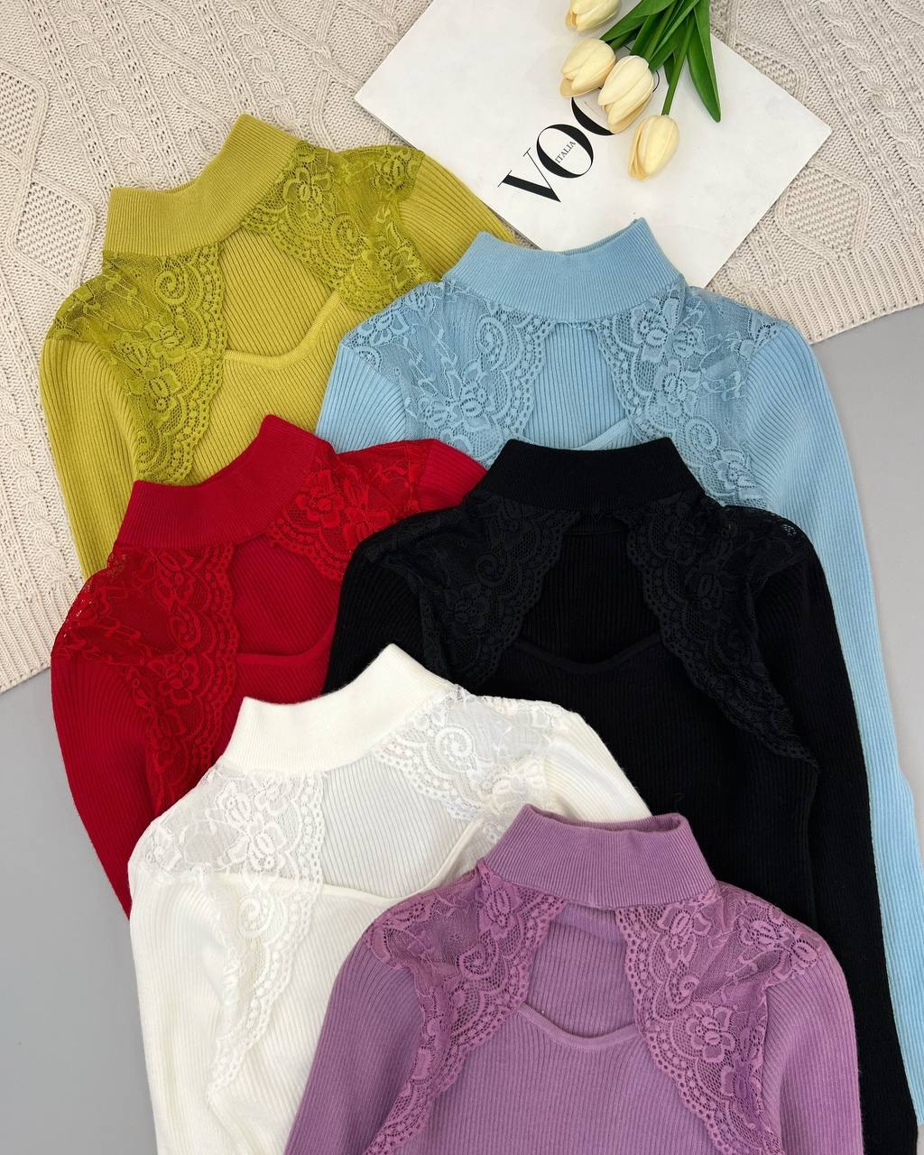 پلیور بافت جلو گیپور کبریتی کد 4375