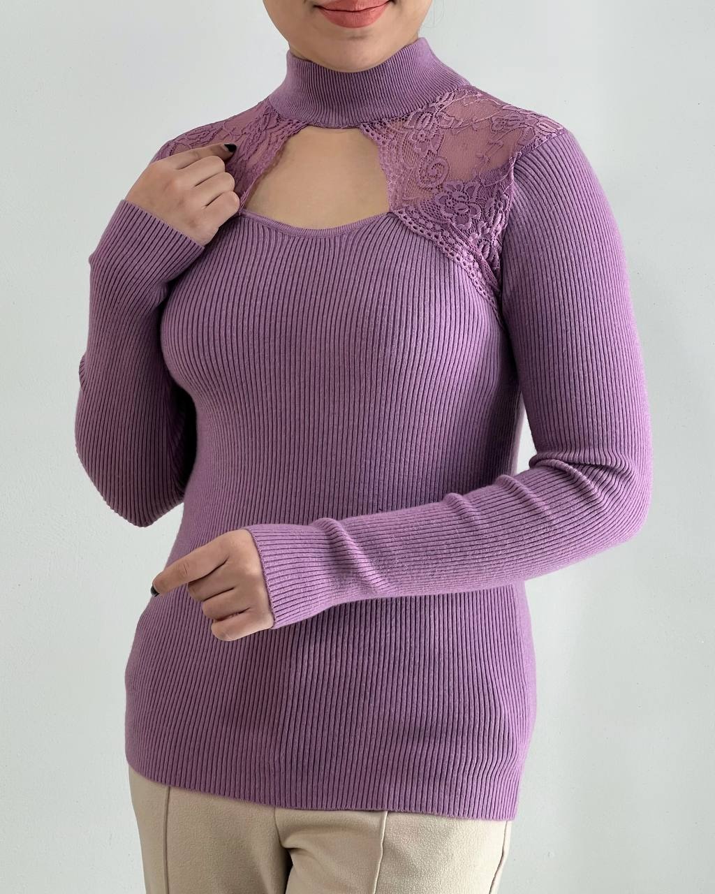 پلیور بافت جلو گیپور کبریتی کد 4375