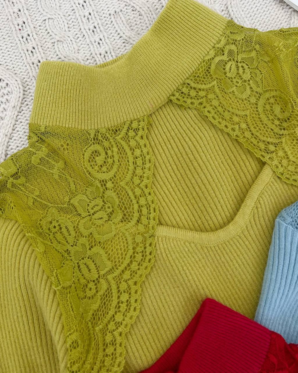 پلیور بافت جلو گیپور کبریتی کد 4375