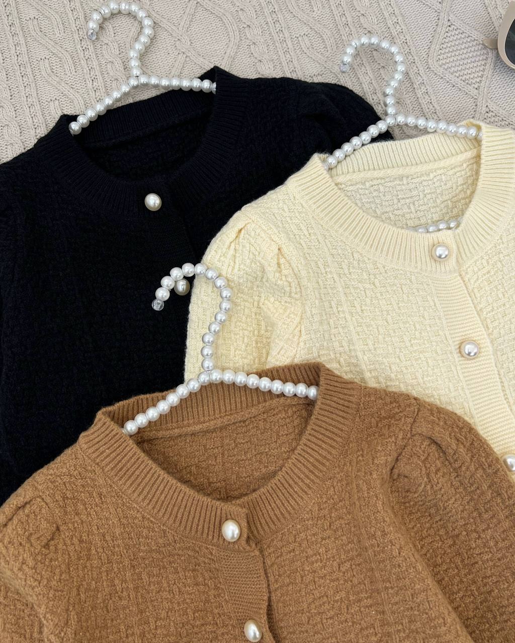 ژاکت بافت کمر چین سه رنگ کد 4376